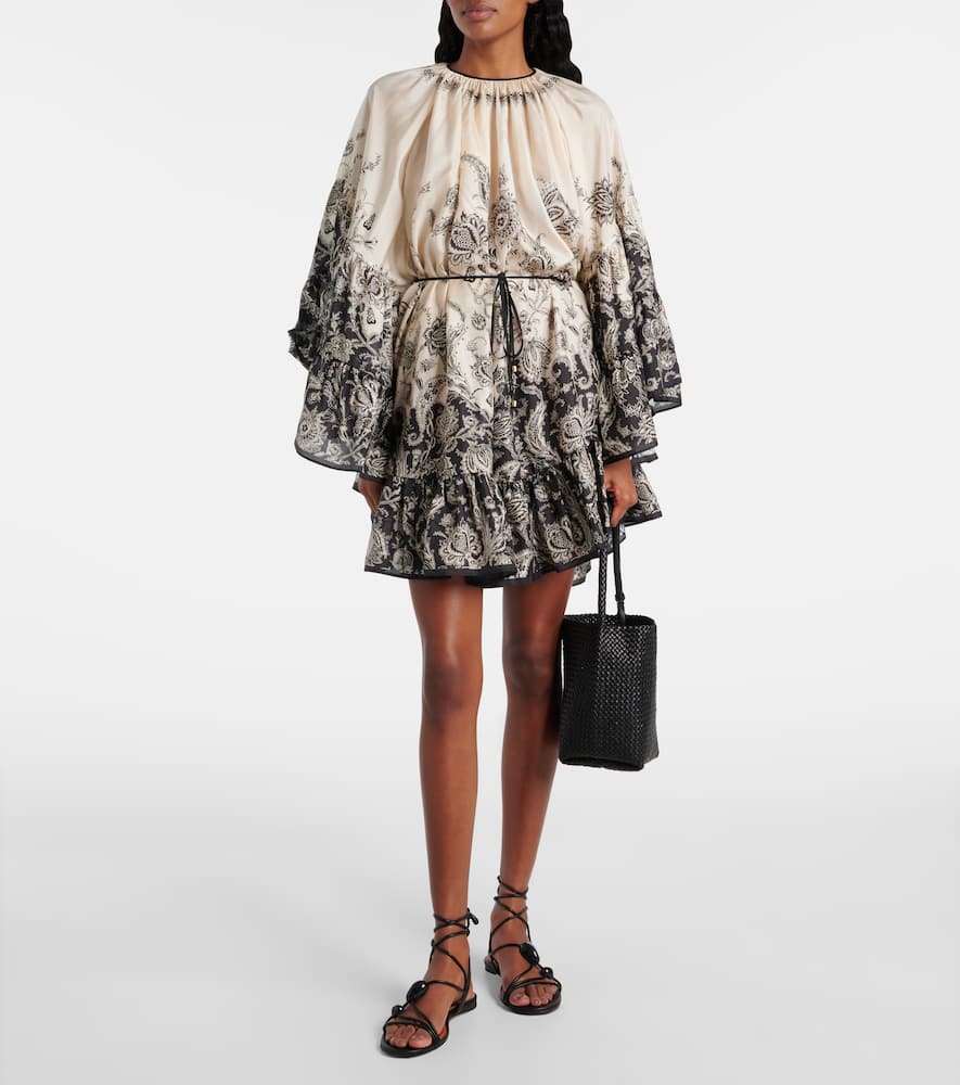 Zimmermann Rhiannon Long Sleeve Silk Habutai Lantern Minidress