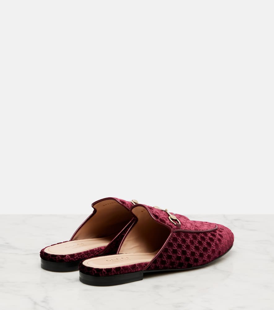 Gucci Princetown Horsebit Velvet Mules In Burgundy