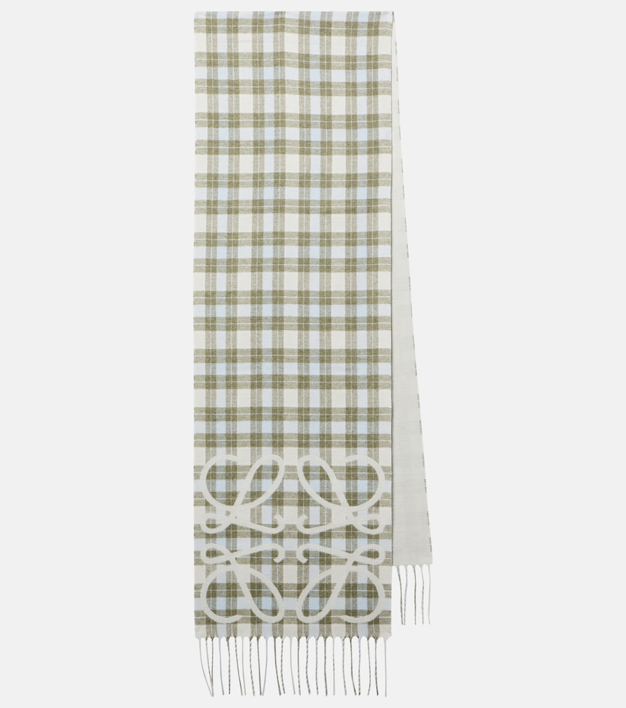 Anagram checked silk and cashmere scarf