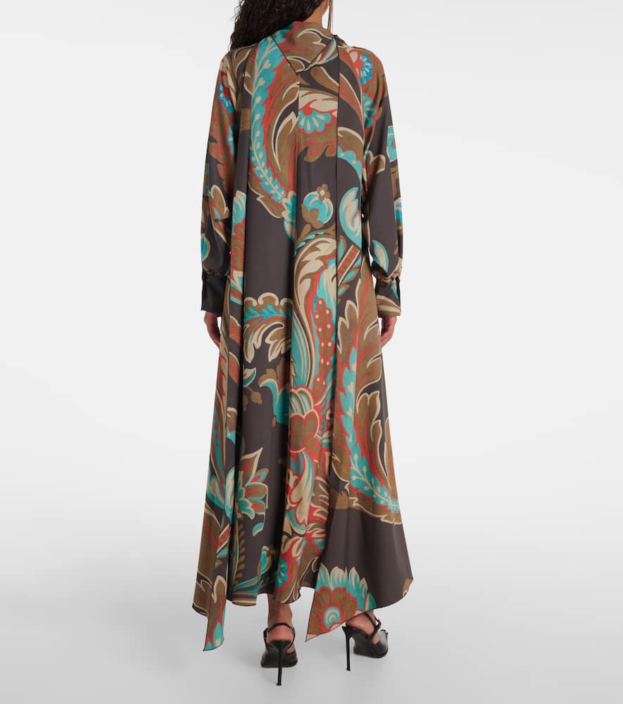 Etro Printed Draped Crepe Maxi Dress In Multi