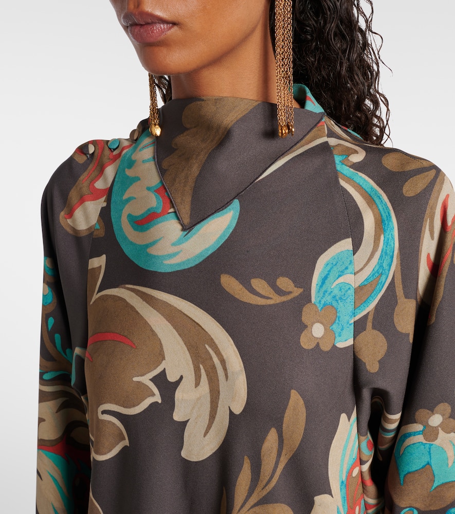 Etro Printed Draped Crepe Maxi Dress In Multi