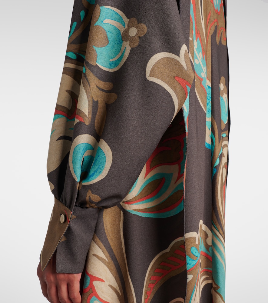 Etro Printed Draped Crepe Maxi Dress In Multi