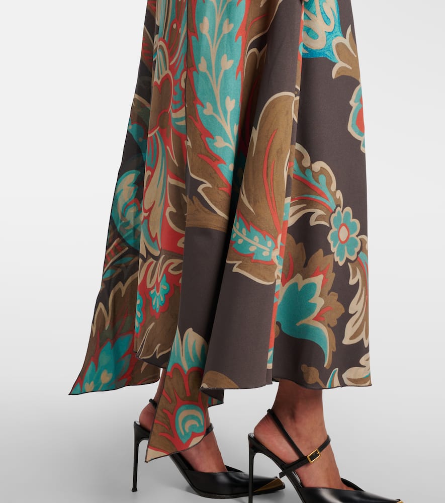 Etro Printed Draped Crepe Maxi Dress In Multi