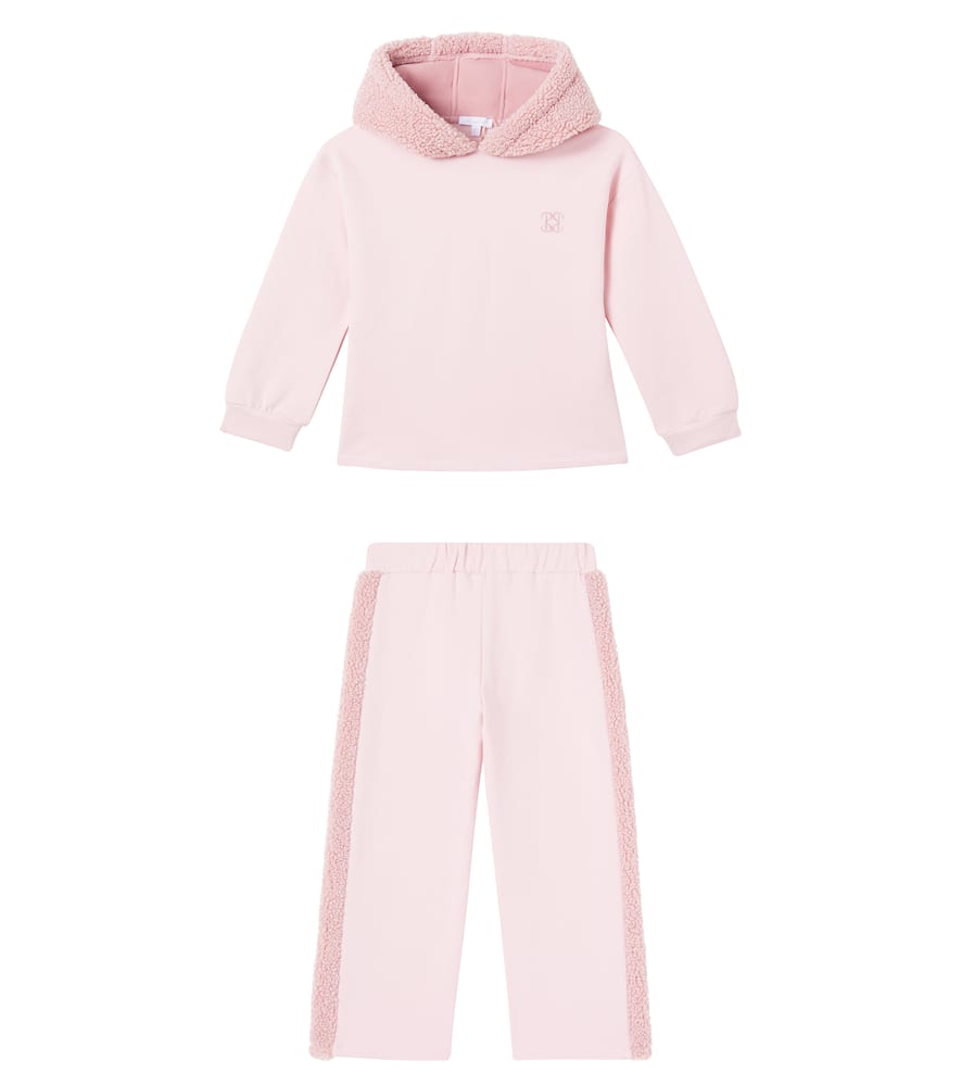 Patachou Cotton-blend Fleece Hoodie And Sweatpants Set In Pink
