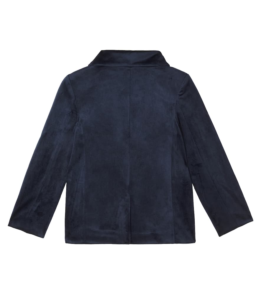 Patachou Embroidered Velvet Blazer In Blue