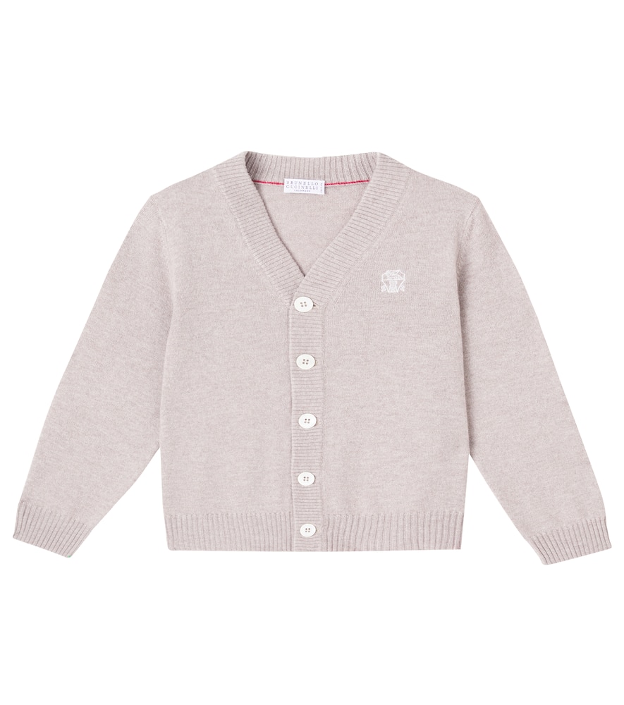 Brunello Cucinelli Embroidered Cashmere Cardigan In Neutral