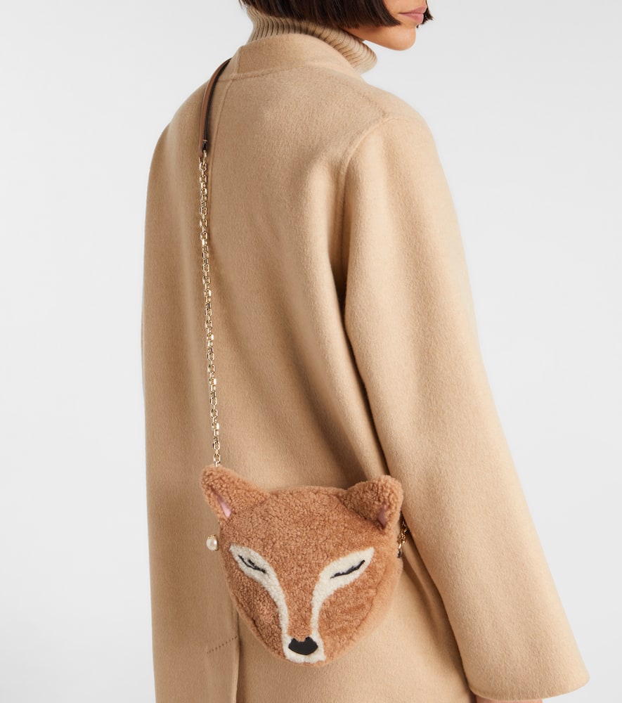 Jimmy Choo Soft Fox Mini Shearling Shoulder Bag In Sand