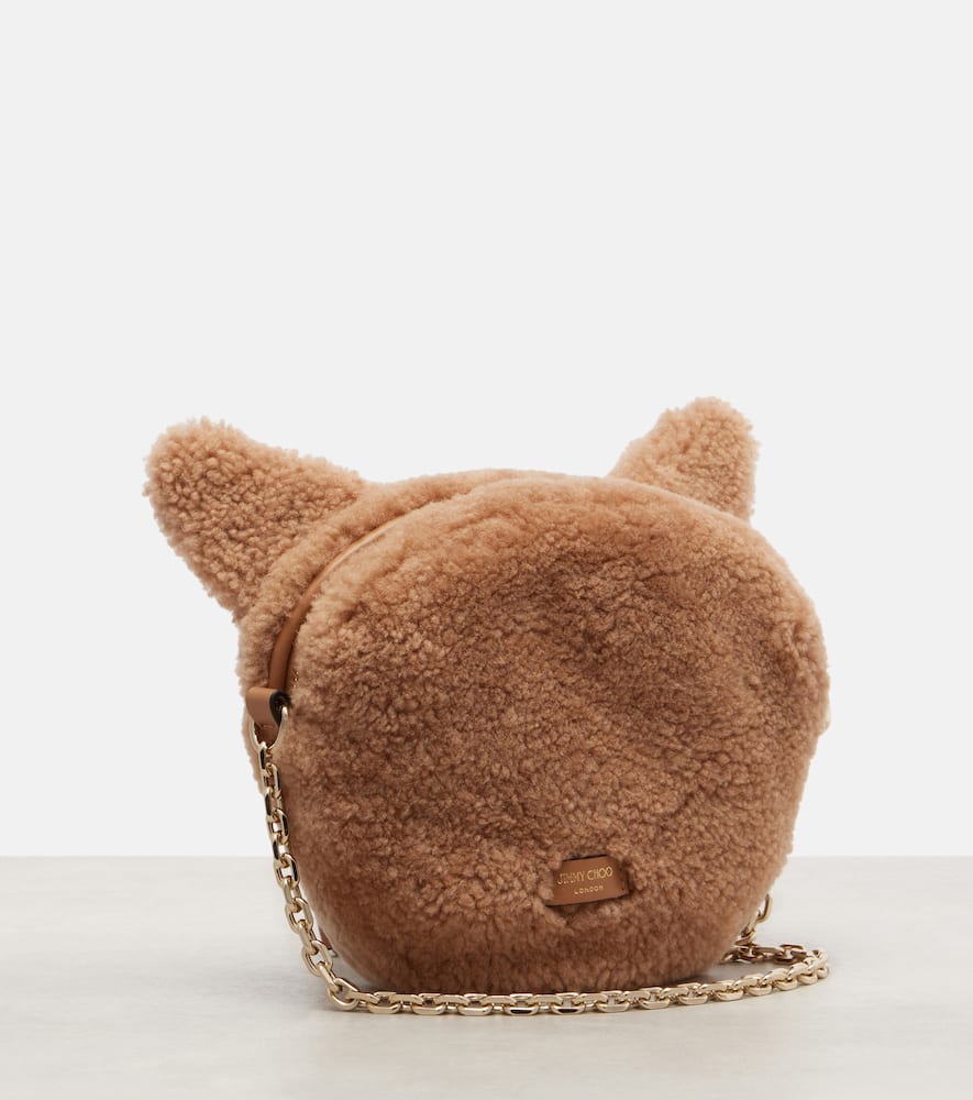Jimmy Choo Soft Fox Mini Shearling Shoulder Bag In Sand