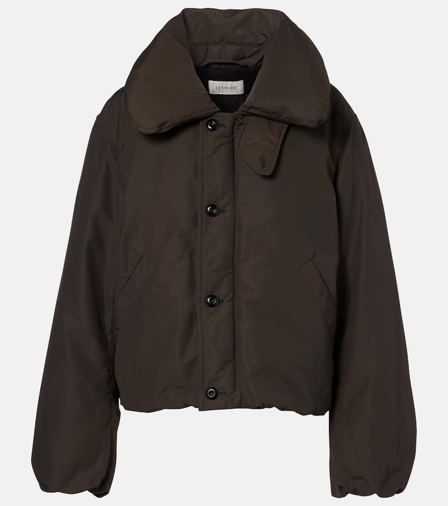Lemaire Linen And Cotton-blend Down Jacket In Brown