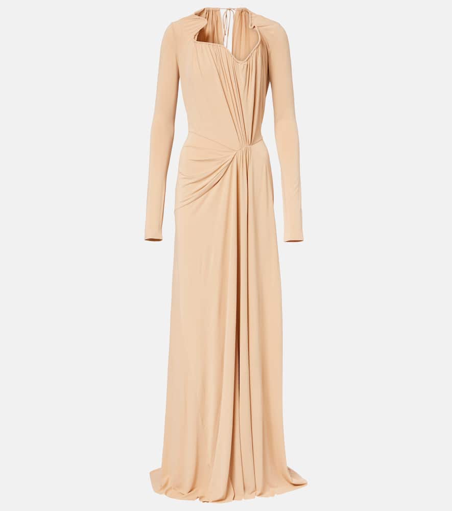 Victoria Beckham Asymmetric Draped Gown In Neutral