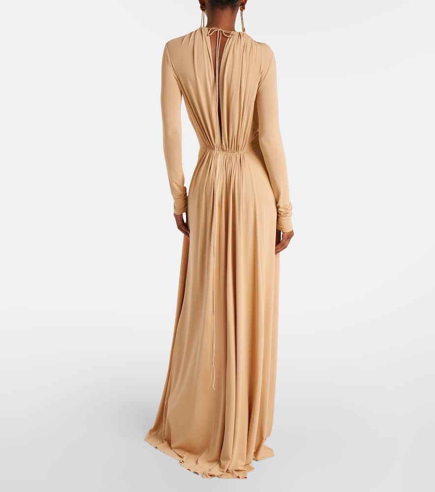 Victoria Beckham Asymmetric Draped Gown In Neutral