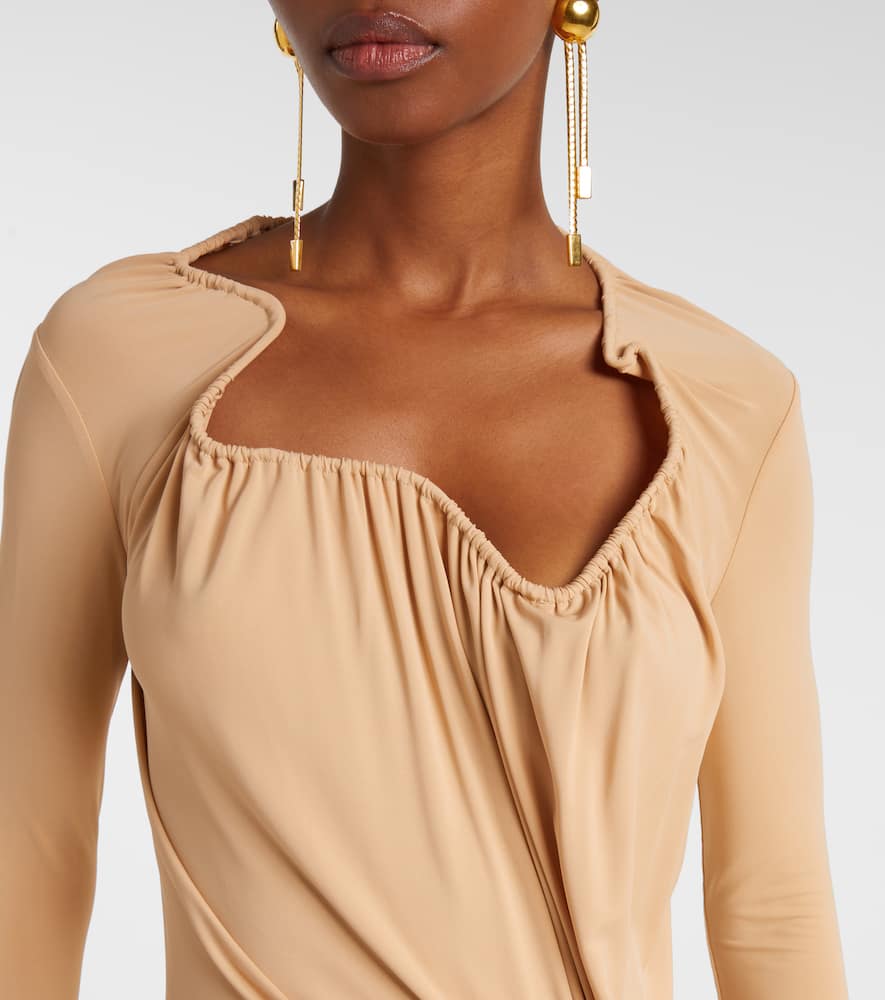 Victoria Beckham Asymmetric Draped Gown In Neutral