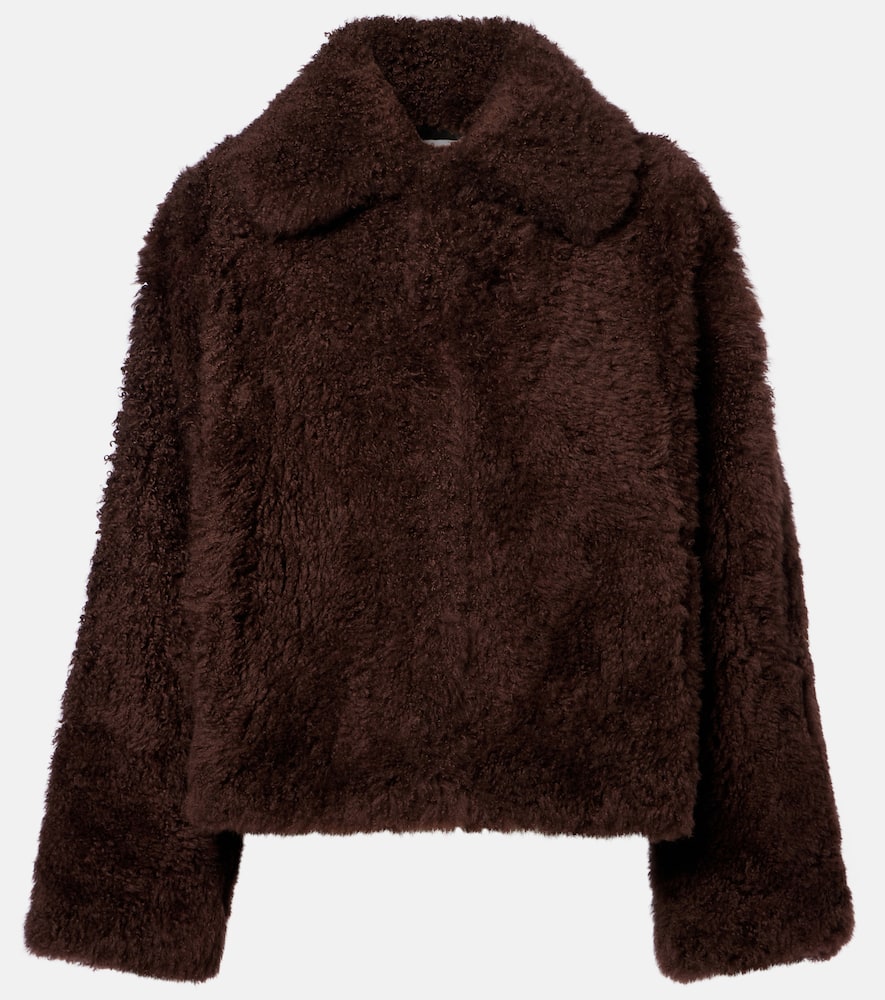 Yves Salomon Shearling Jacket In Brown