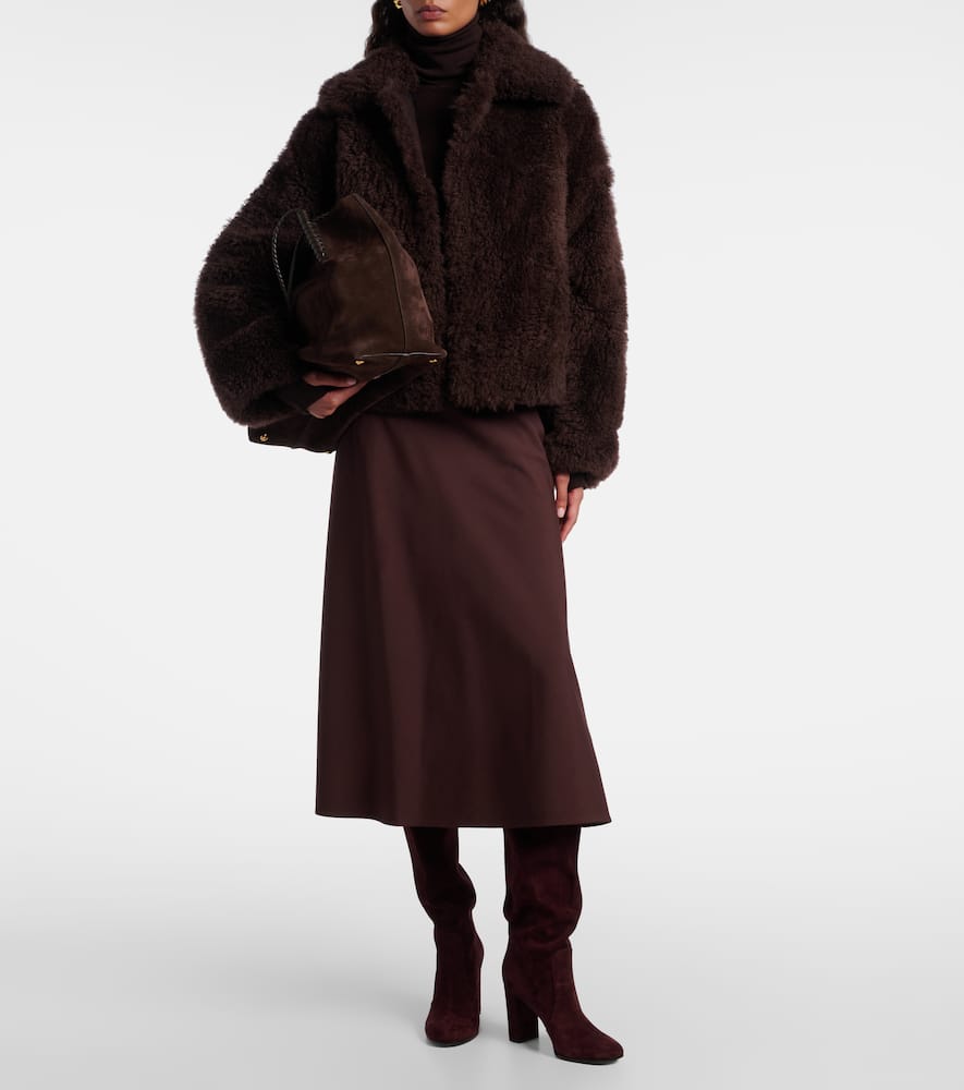 Yves Salomon Shearling Jacket In Brown