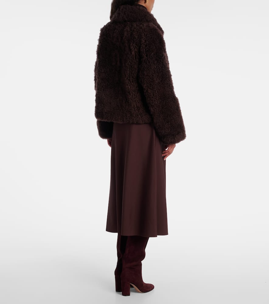 Yves Salomon Shearling Jacket In Brown