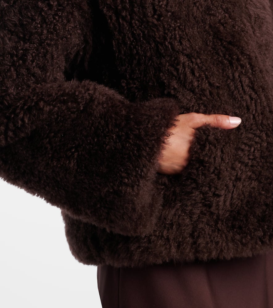 Yves Salomon Shearling Jacket In Brown