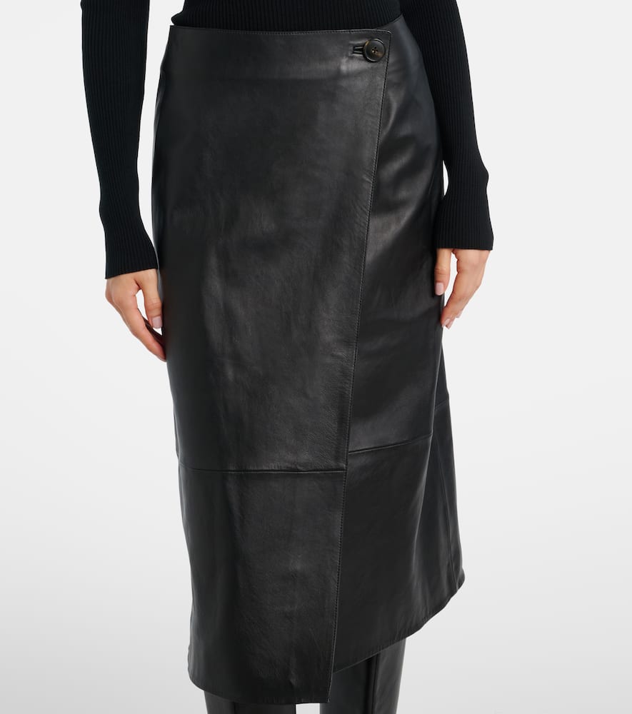 Yves Salomon Leather Midi Skirt In Black