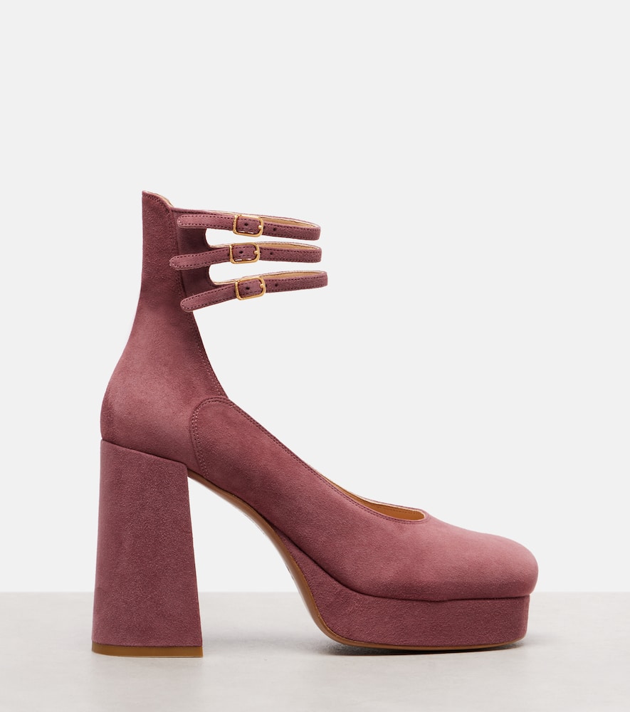 Chloé 100mm Triple-buckle Platform Pumps In Pink