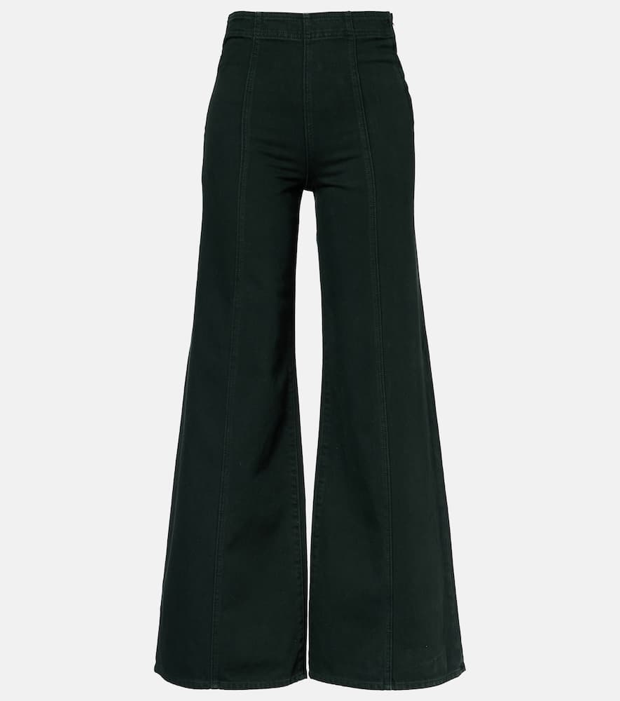 Ulla Johnson Bianca High-rise Cotton Wide-leg Pants In Green