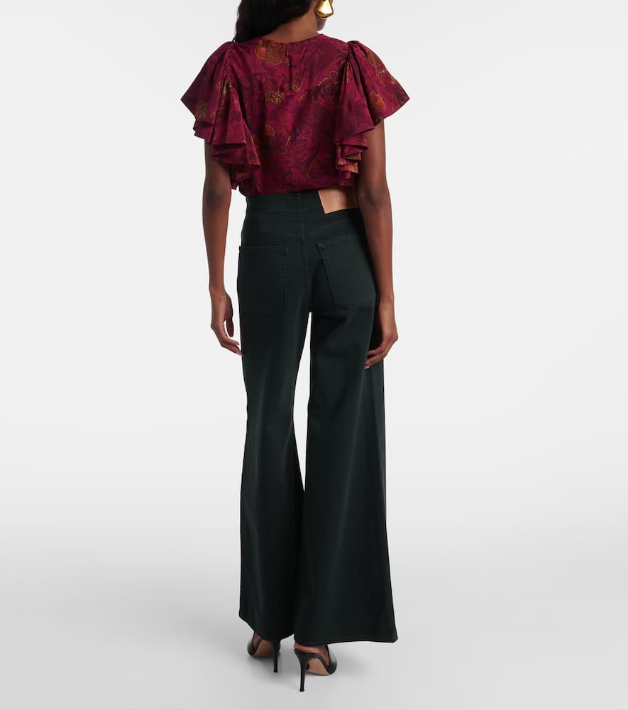 Ulla Johnson Bianca High-rise Cotton Wide-leg Pants In Green