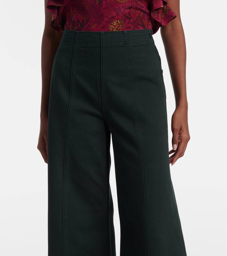 Ulla Johnson Bianca High-rise Cotton Wide-leg Pants In Green