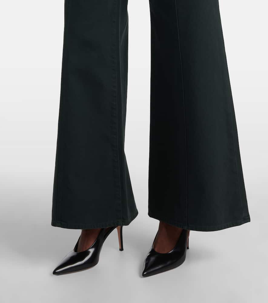 Ulla Johnson Bianca High-rise Cotton Wide-leg Pants In Green