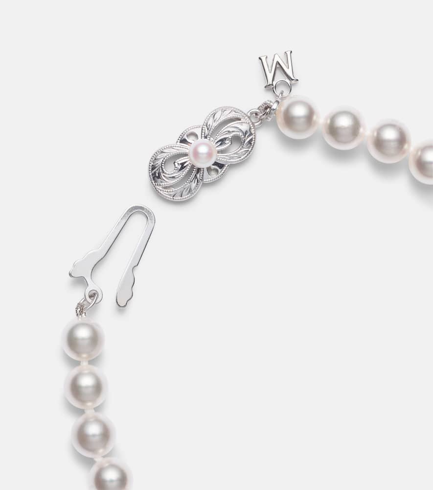 Mikimoto 18kt Gold Bracelet With Diamonds And Pearls In Silver