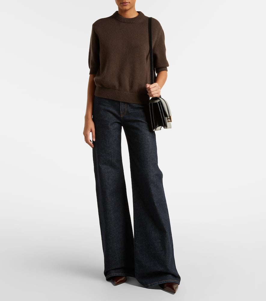 Khaite Davin Short-sleeve Sweater In Brown