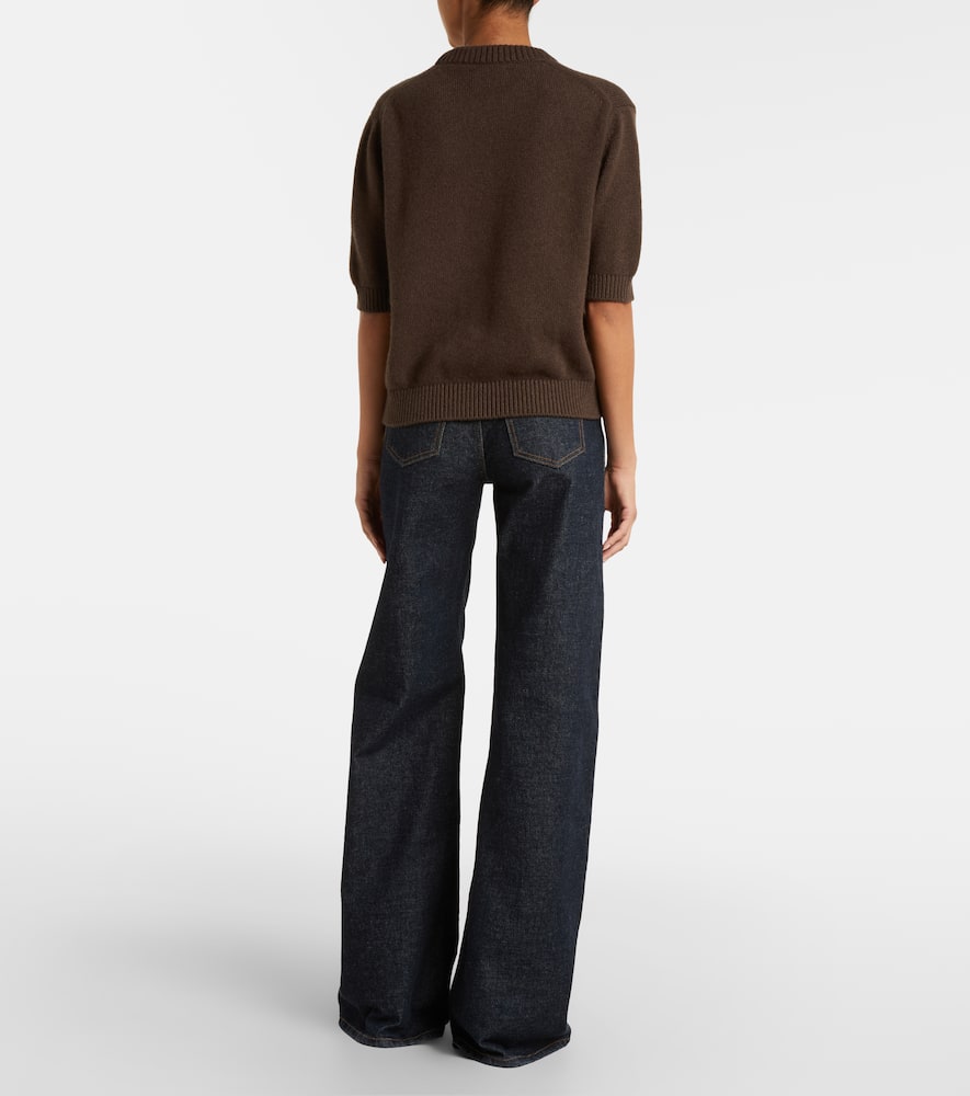 Khaite Davin Short-sleeve Sweater In Brown