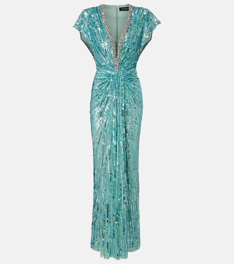 Jenny Packham Lacie gathered embellished gown - Women's Clothing