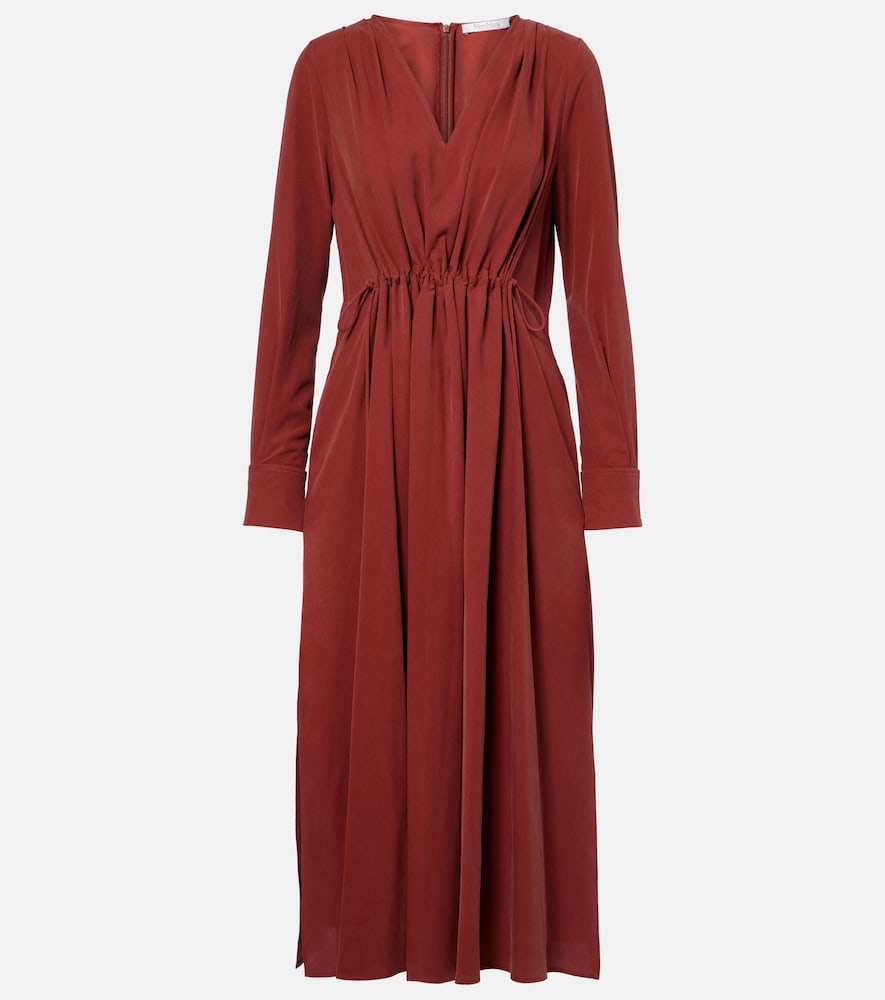 Max Mara Full gathered silk canvas midi dress