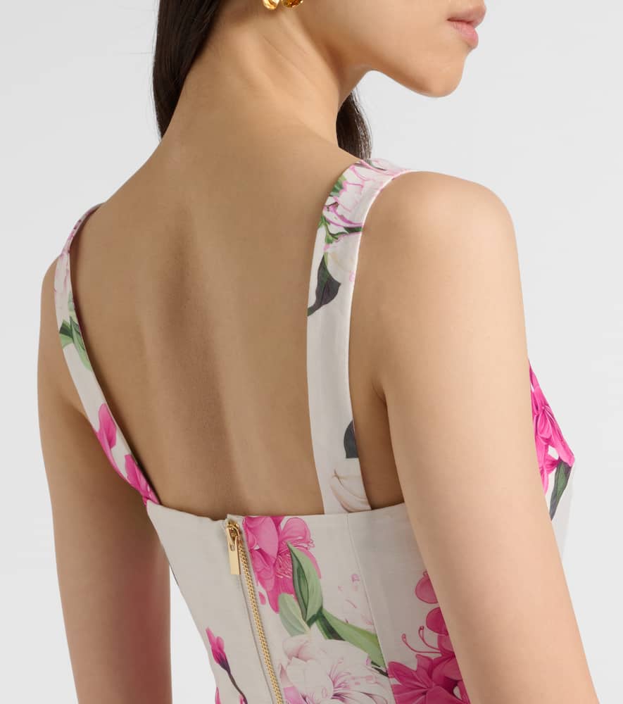 Leo Lin Isadora Printed Linem-blend Top In Multi