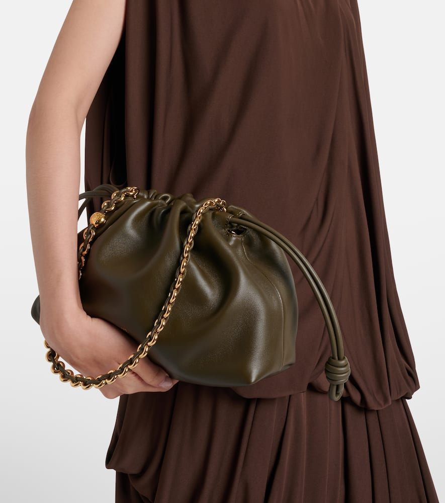 Loewe Flamenco Medium Leather Clutch In Green