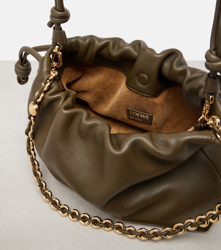 Loewe Flamenco Medium Leather Clutch In Green