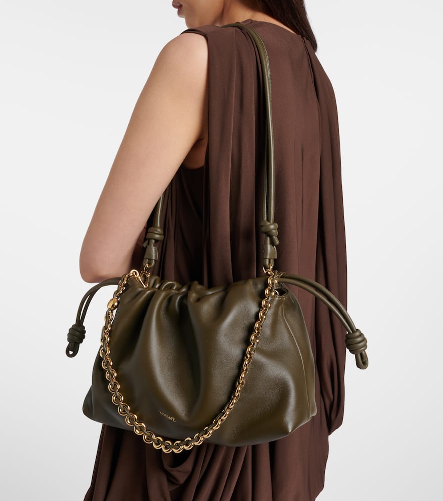 Loewe Flamenco Medium Leather Clutch In Green