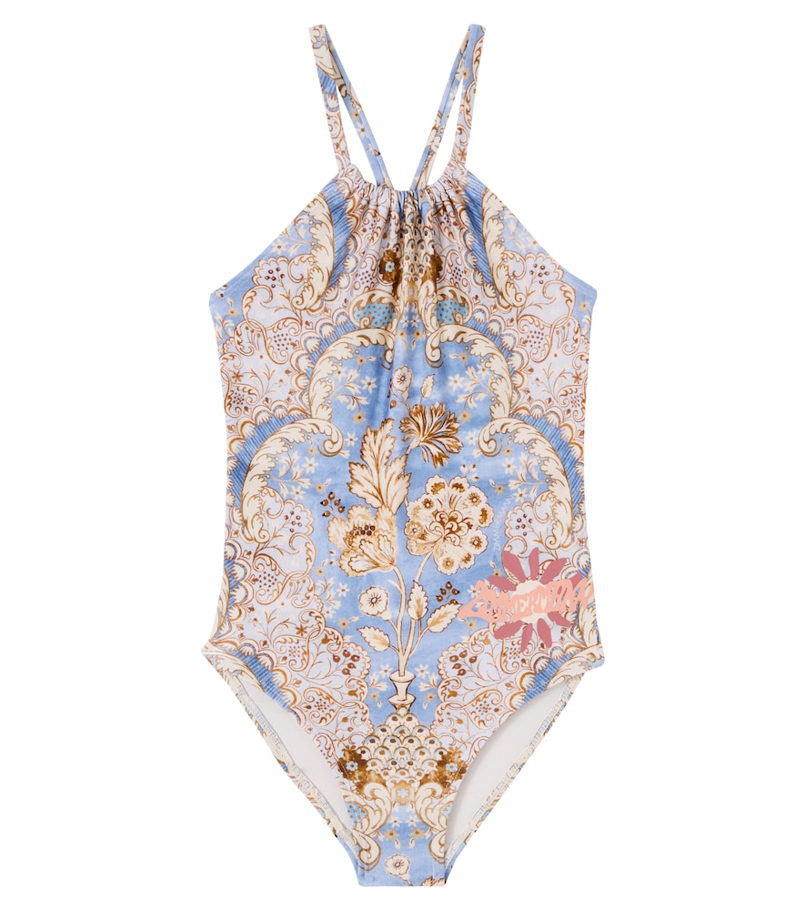 Zimmermann Kids Daylight Gathered 1pc Swimsuit In Multi
