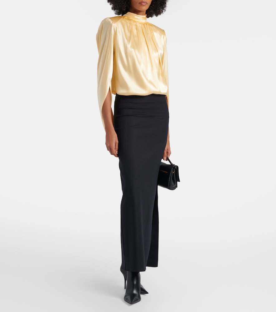  Mugler Mugler Draped Silk-blend Satin Top 