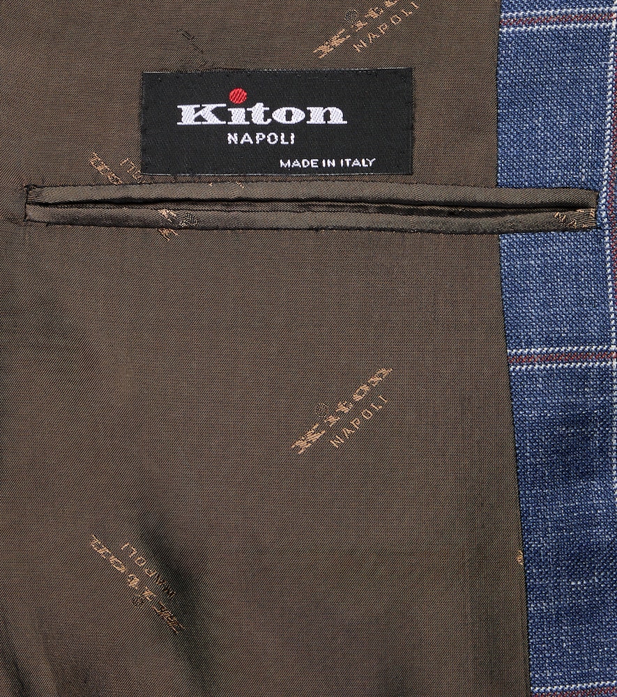  Kiton Kiton Checked Cashmere, Wool, Silk, And Linen Blazer 