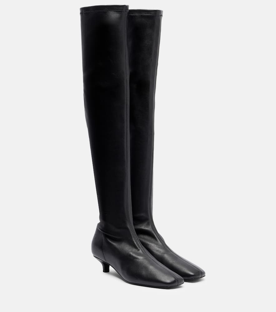 Totême Day Leather Over-the-knee Boots In Black