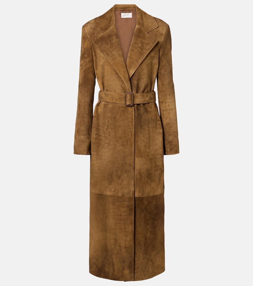 The Row Raisa Suede Coat In Brown