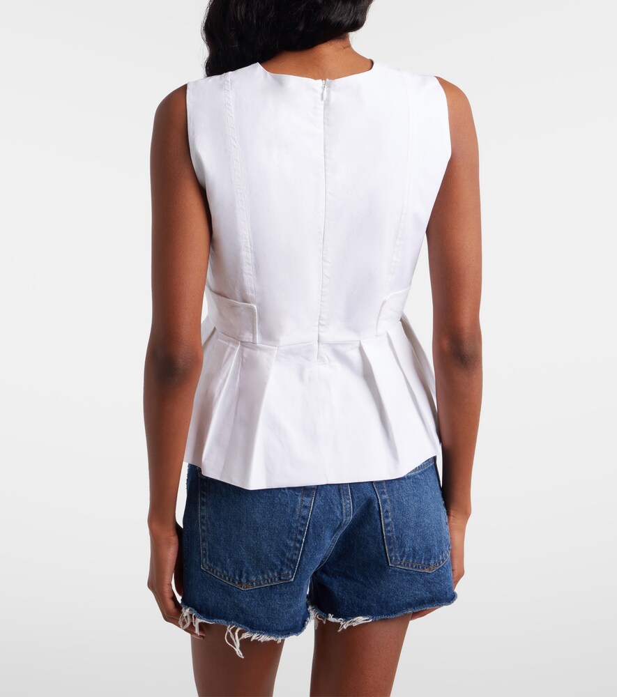  Ganni Ganni Peplum Cotton-blend Poplin Top 