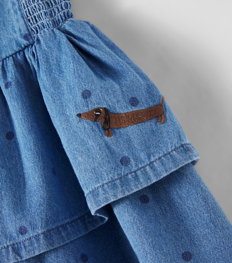  Mini Rodini Mini Rodini Polka-dot Embroidered Denim Dress 