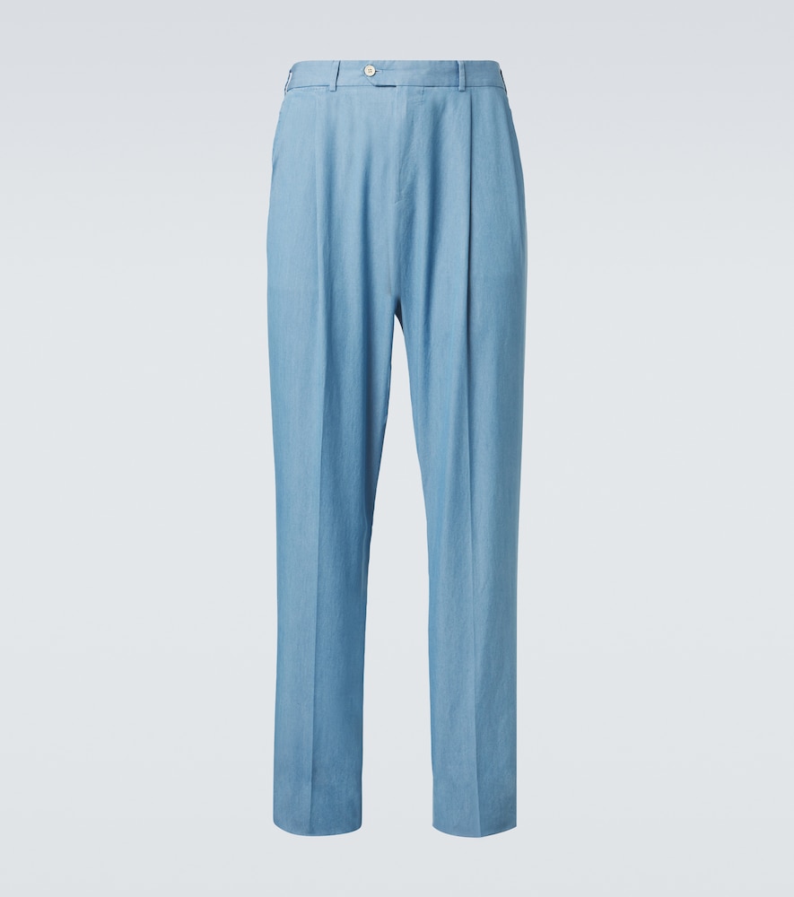 Dunhill Pleated Straight Cotton Suit Pants
