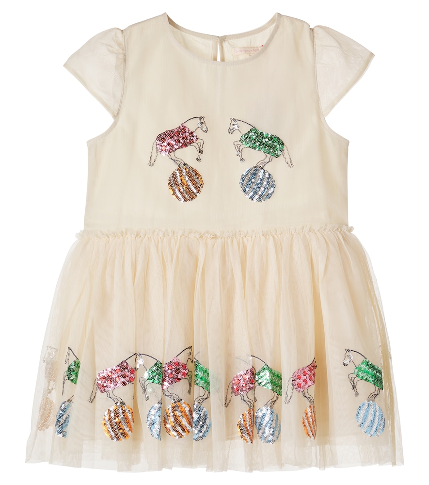 Konges Slojd Beige Odette Sequined Tulle-Trimmed Dress Y Size 6 - Mytheresa