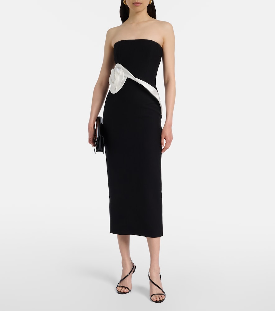 Roland Mouret Floral-appliqué crêpe midi dress