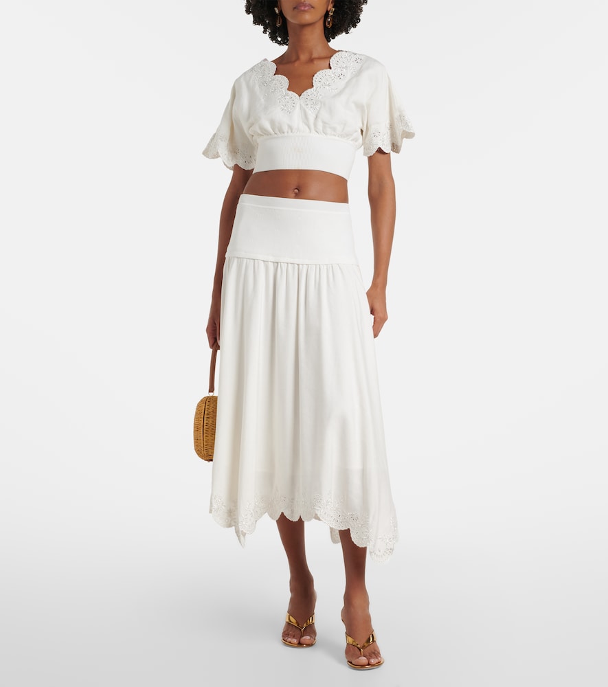 Simkhai Haven linen-blend midi skirt
