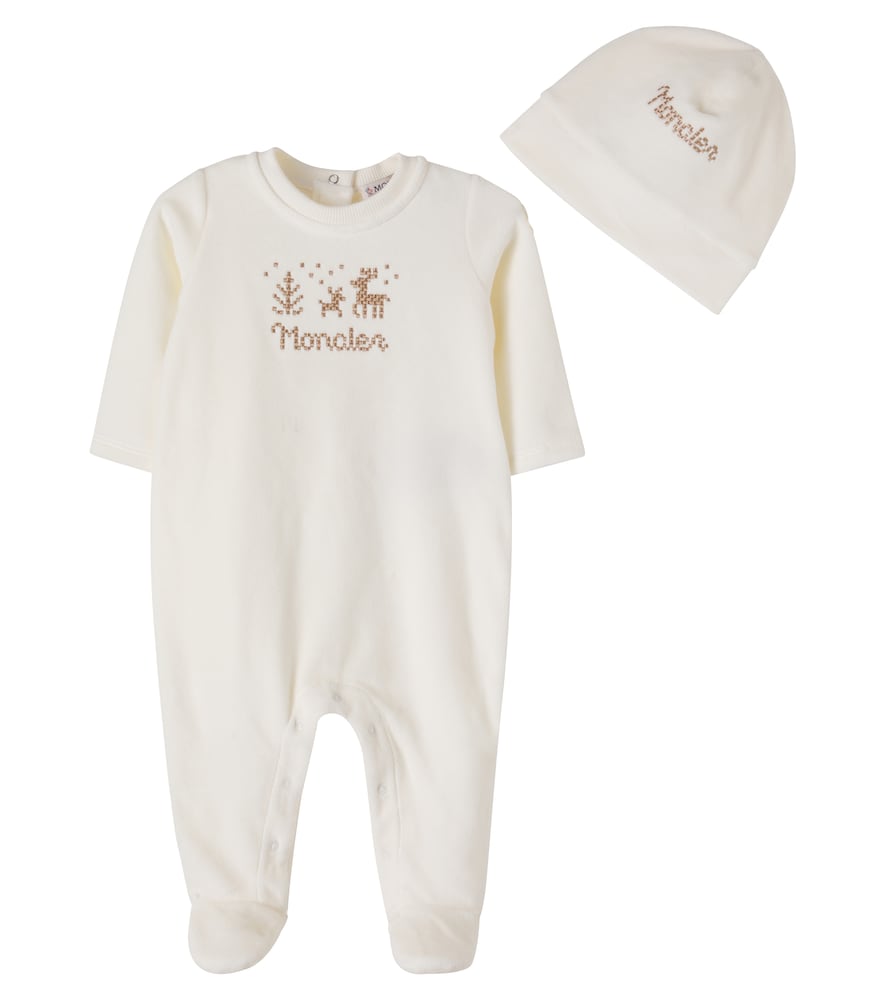 Moncler Enfant White Baby Cotton-Blend Onesie And Beanie Set - Mytheresa