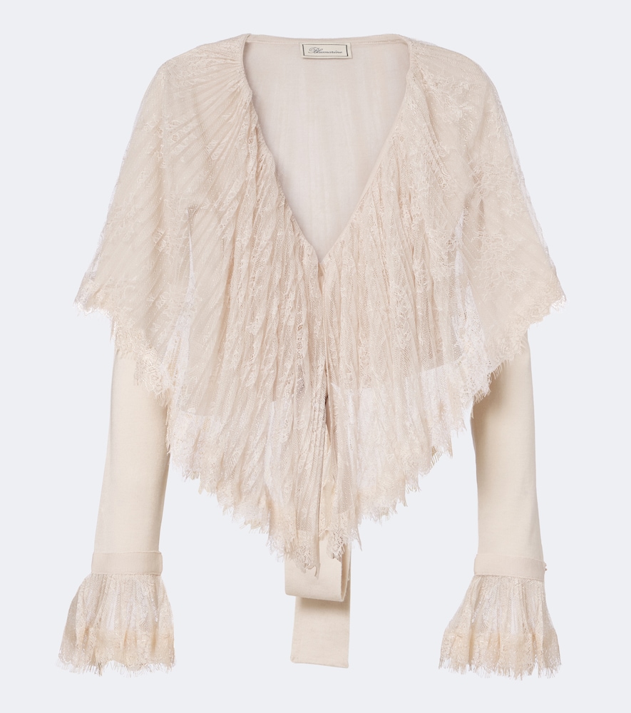 Abito corto in lana vergine con tulle