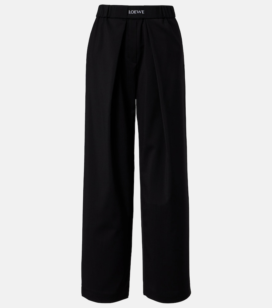 Gerade Mid-Rise-Hose aus Wolle