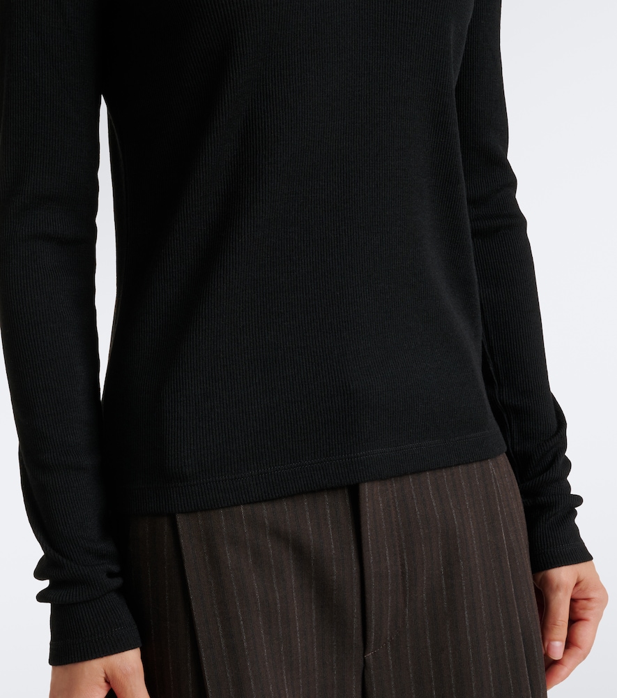 Lace-Trimmed Ribbed-Knit Top